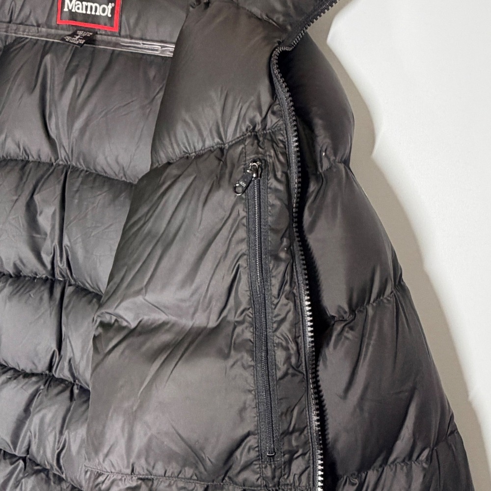 Marmot Mens Black Goose Down Puffer Jacket Coat Large Full Zip Winter Outdoor - Picture 7 of 16